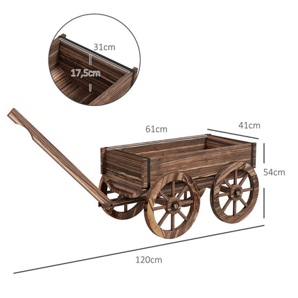 Dřevěný vozík truhlík na květiny, zahradní květináč, nosnost 30 kg