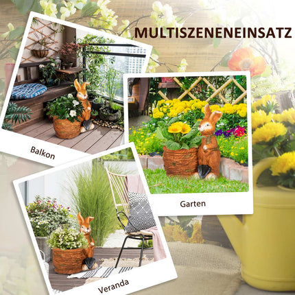 Králík s proutěným košíkem, květináč – truhlík na bylinky, MGO