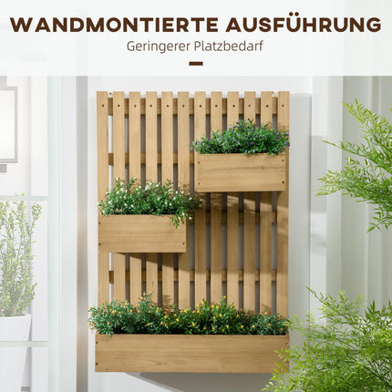 Pojízdný vyvýšený záhon z masivního dřeva s treláží, 60x16x80 cm