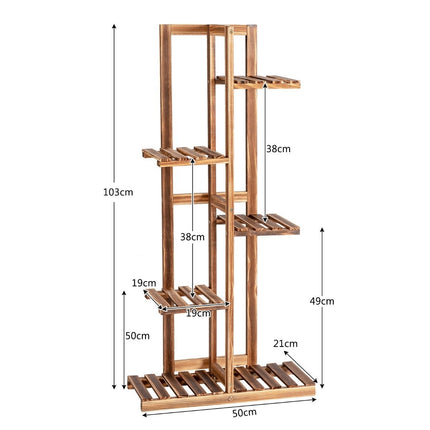 Regál na květiny, 5patrový dřevěný stojan 50 x 21 x 103 cm, hnědý
