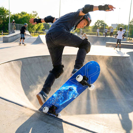 Fluorescenční skateboard se svítícími kolečky, 9vrstvá deska