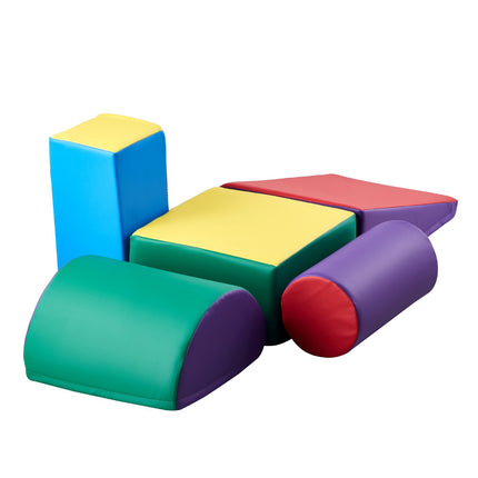 Foam Climbing Blocks Set, 5-Piece PU Leather Toddler Gym