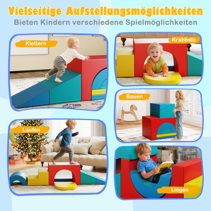 Foam Climbing Blocks Set, PU Leather, 7 Pieces, Multicolor