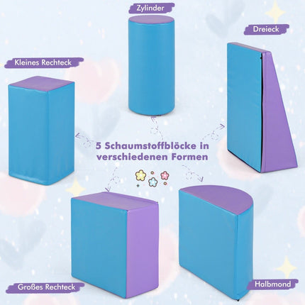 Sada pěnových hracích kostek, 5 ks – modrá a fialová