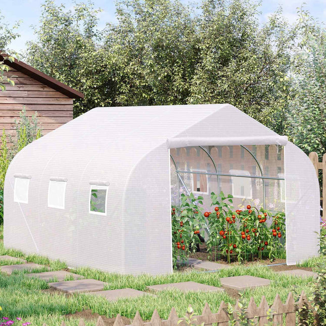 Skleník 3.5x3x3m, UV ochrana, odolný proti větru, kovová konstrukce