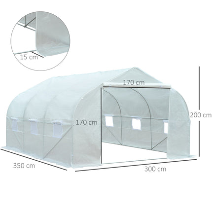 Skleník 3.5x3x3m, UV ochrana, odolný proti větru, kovová konstrukce