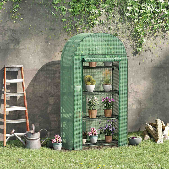 Mini greenhouse with 4 shelves, metal, 80x49x160CM