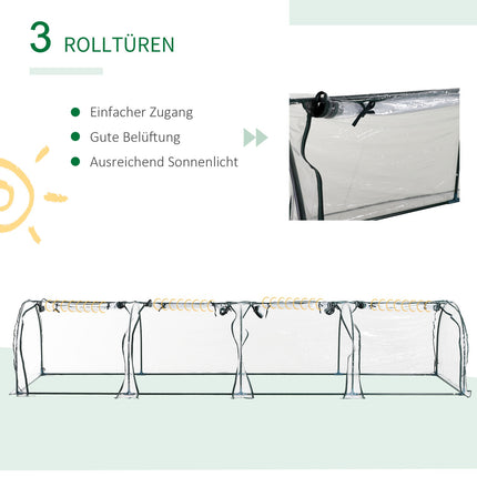 Průhledný skleník s dveřmi - 395 x 100 x 80 cm