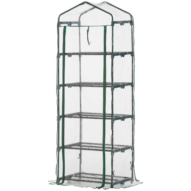 Mini greenhouse with 5 shelves for plants, 69x49x193 cm