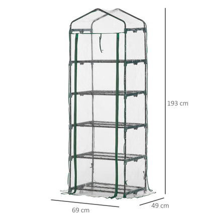 Mini skleník s 5 policemi pro rostliny, 69x49x193 cm