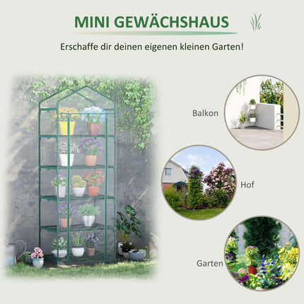 Mini skleník s 5 policemi pro rostliny, 69x49x193 cm