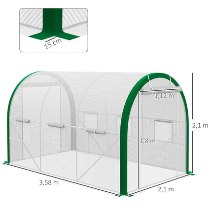 Tunelový fóliovník z pozinkované oceli, 3.58 x 2.1 m, s rolovacími dveřmi