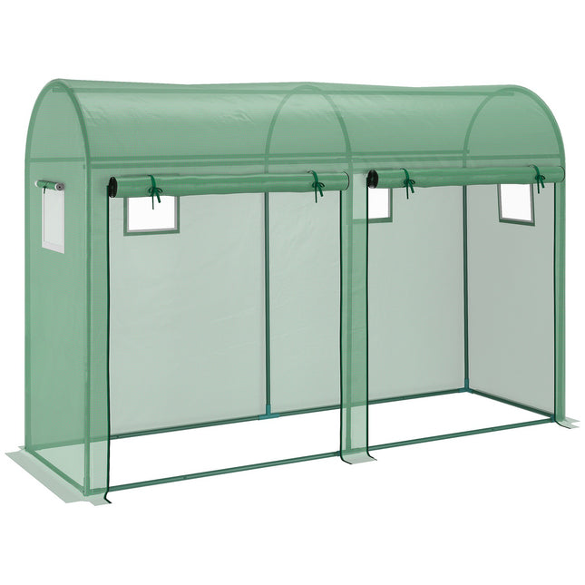 Skleník 300x100x200 cm, PE plast, ocelový rám, 4 okna