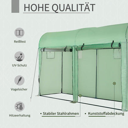 Skleník 300x100x200 cm, PE plast, ocelový rám, 4 okna