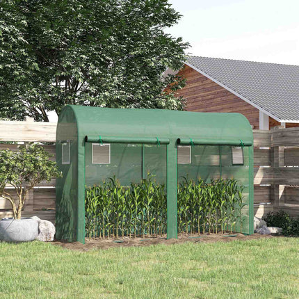 Skleník 300x100x200 cm, PE plast, ocelový rám, 4 okna