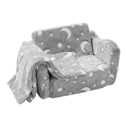 Fold-Out Kids Sofa, Glow-in-the-Dark 2-in-1 Lounger