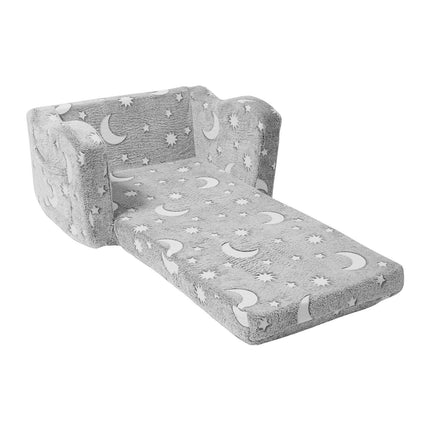 Fold-Out Kids Sofa, Glow-in-the-Dark 2-in-1 Lounger