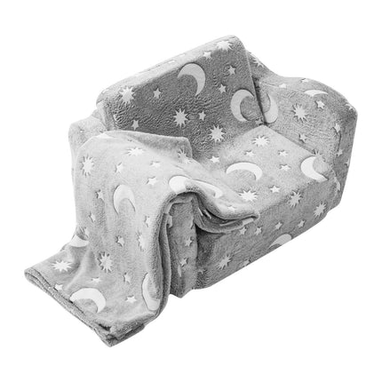 Fold-Out Kids Sofa, Glow-in-the-Dark 2-in-1 Lounger