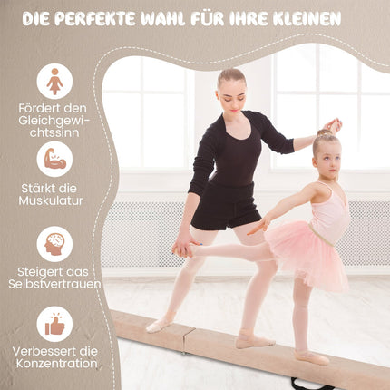 Skládací gymnastická kladina 270 cm pro děti, hnědá
