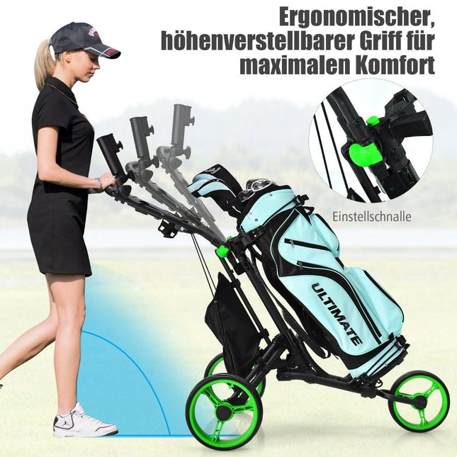 Foldable 3-Wheel Golf Trolley with Adjustable Handle