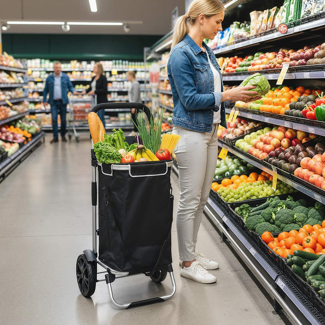 Skládací nákupní vozík 3v1, 40L, nosnost 25kg, černá
