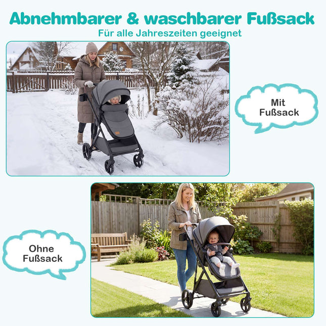Foldable 3-in-1 Stroller with Reversible Seat, Grey