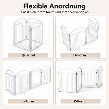 Foldable 4-Panel Dog Gate with Door, 81 cm, White