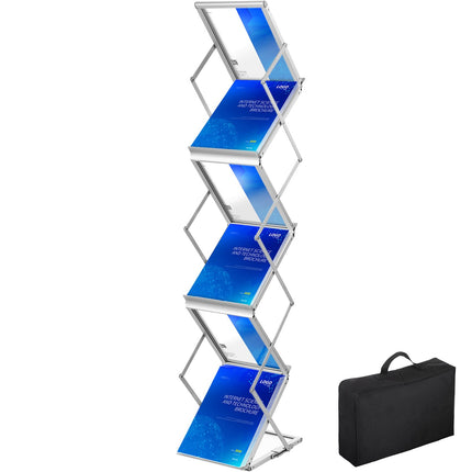 Foldable 6-Pocket A4 Brochure Display Stand, Bag