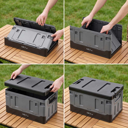 Skládací přepravní box XL 70L, šedo-černá, PP