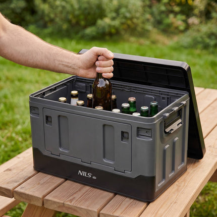 Skládací přepravní box XL 70L, šedo-černá, PP