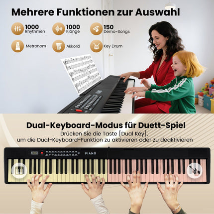 Skládací keyboard s 88 klávesami, duální režim a výuka