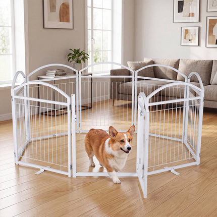 Foldable 8-Panel Metal Dog Gate with Door, 480x81 cm