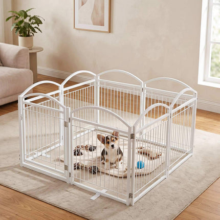 Foldable 8-Panel Metal Dog Gate with Door, 480x81 cm