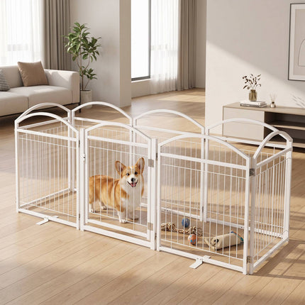 Foldable 8-Panel Metal Dog Gate with Door, 480x81 cm