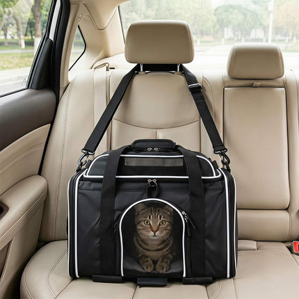 Foldable Airline-Approved Pet Carrier with Wheels, Black