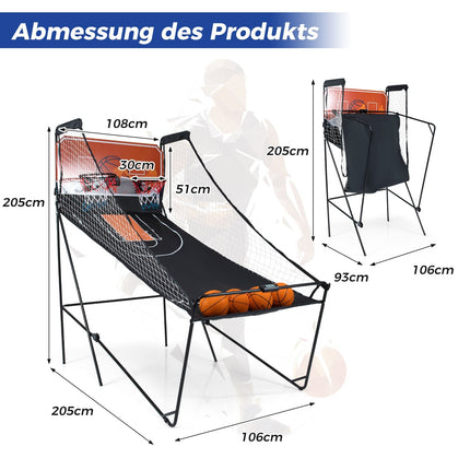 Skládací basketbalový automat s 8 režimy a ukazatelem skóre