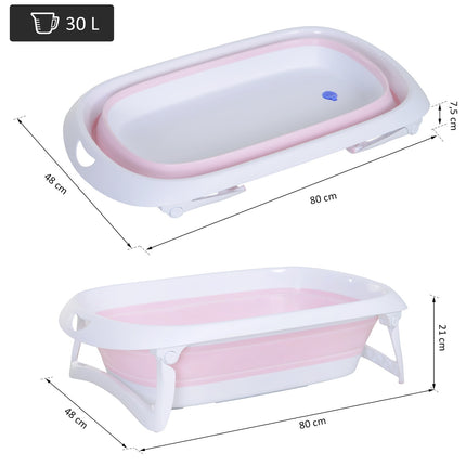 Skládací růžová dětská vanička, ergonomický protiskluzový design