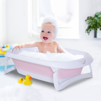 Skládací růžová dětská vanička, ergonomický protiskluzový design