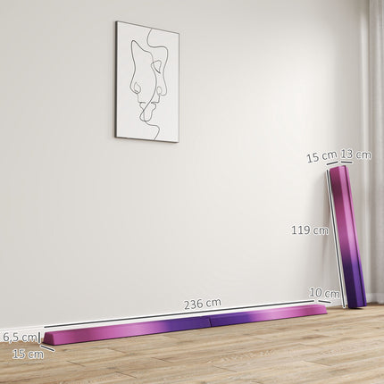 Foldable Balance Beam, 236 cm, Non-Slip, Violet/Pink