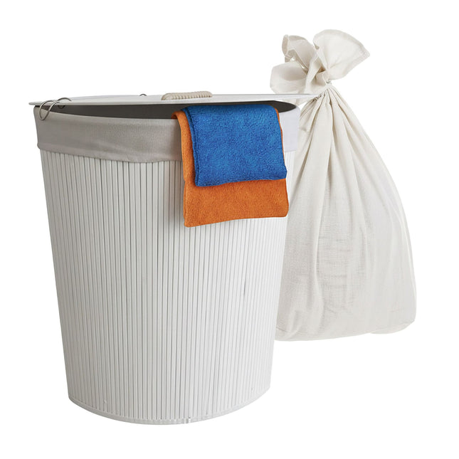Foldable Bamboo Corner Laundry Bin with Lid