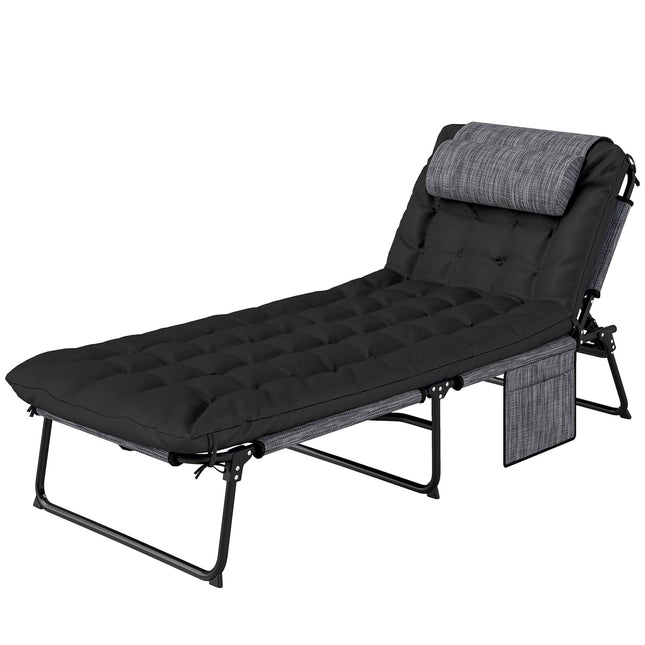 Opvouwbaar campingbed met verstelbare rugleuning en kussen