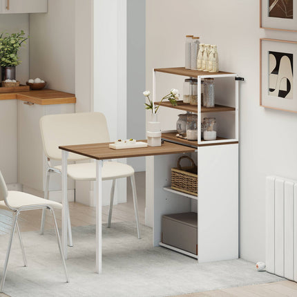 Foldable Desk with Shelves, 105x60x127 cm, Natural Wood