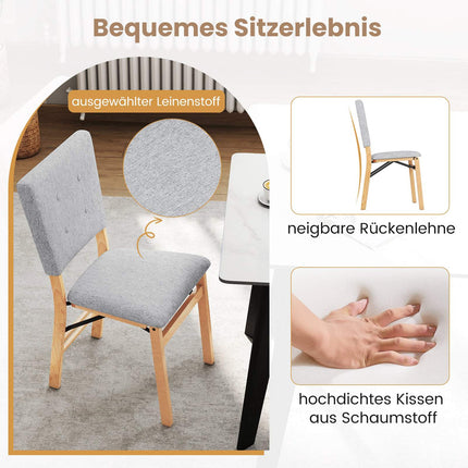 Skládací jídelní židle, sada 2 ks, čalouněný sedák, šedá