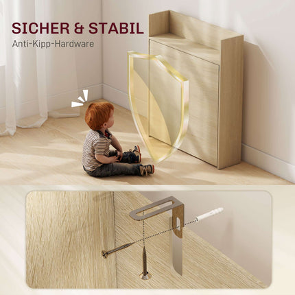 Skládací jídelní stůl s policí, industriální design, dub, úsporný