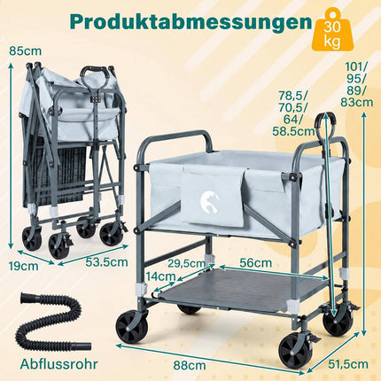 Foldable Dog Bath Cart with Adjustable Height & Wheels
