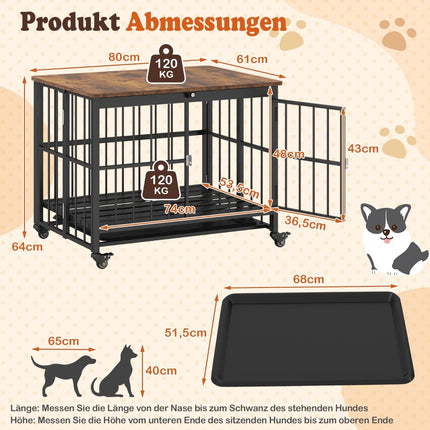 Faltbare Hundebox mit Rollen & herausnehmbarer Ablage