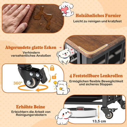 Faltbare Hundebox mit Rollen & herausnehmbarer Ablage