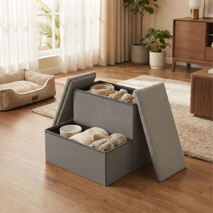 Faltbare Hundetreppe mit Stauraum – Grau, Klein