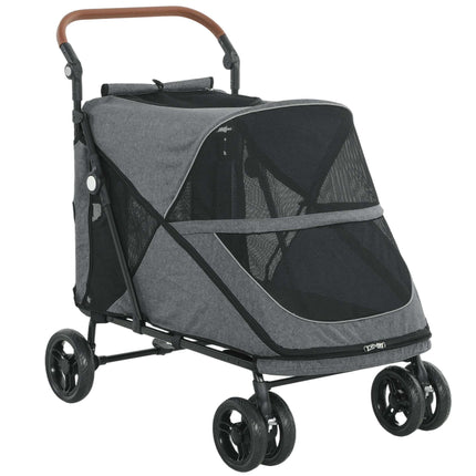 Skládací kočárek pro velké psy do 30kg, šedá