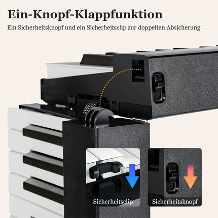 Skládací keyboard s 88 podsvícenými klávesami, digitální piano, černá